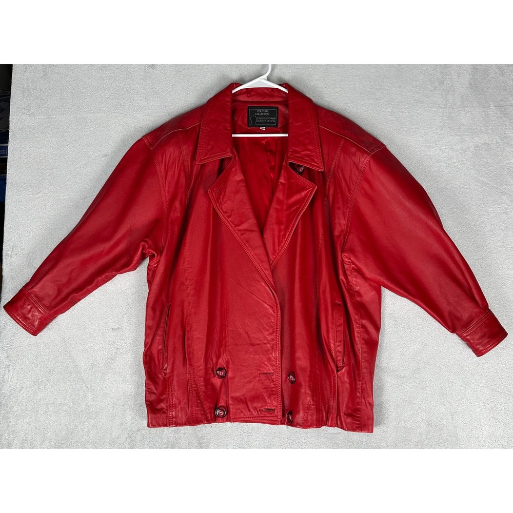 VTG Georgetown Leather Design Couture Collection Red Leather Jacket 80s 90s RARE